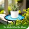 G128 12 in Round Glass Outdoor Side Table Ocean Pattern | Decorative Plant Stand, Small End Table for Garden Patio Porch Living Room
